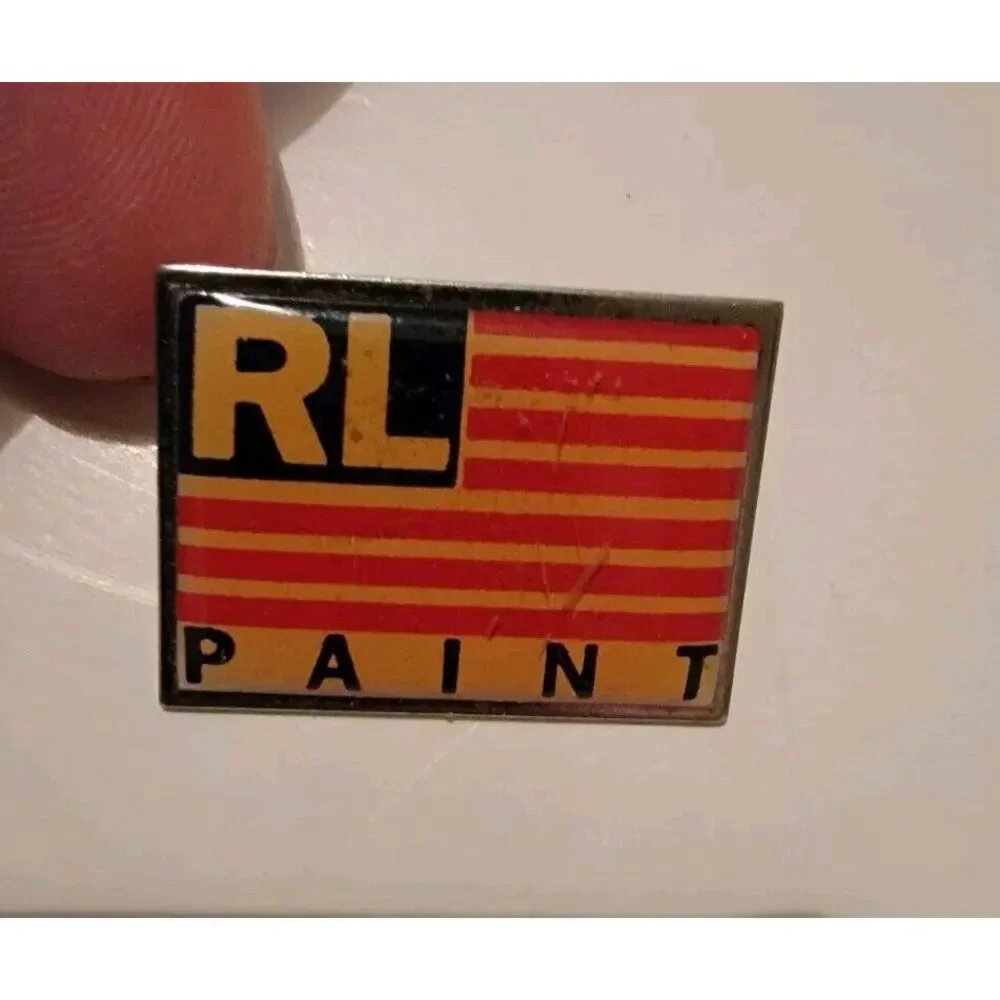 Vintage Enamel Pin Pinback RL Paint Ralph Lauren Made In USA American Flag‎